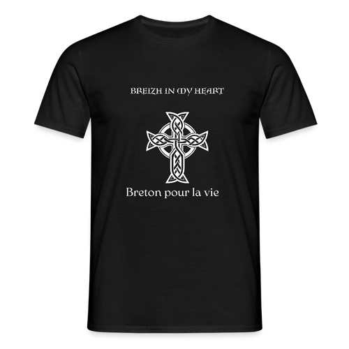 Men's T-Shirt /BREIZH DANS MON CŒUR /breton pour la vie -style celte - black